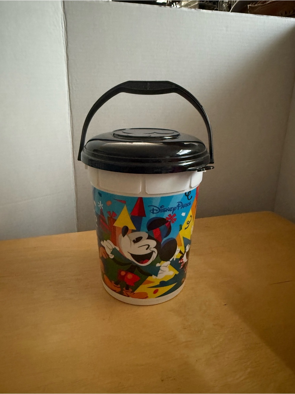 Disney Mickey Mouse Party Popcorn Pail in Blue with Black Lid